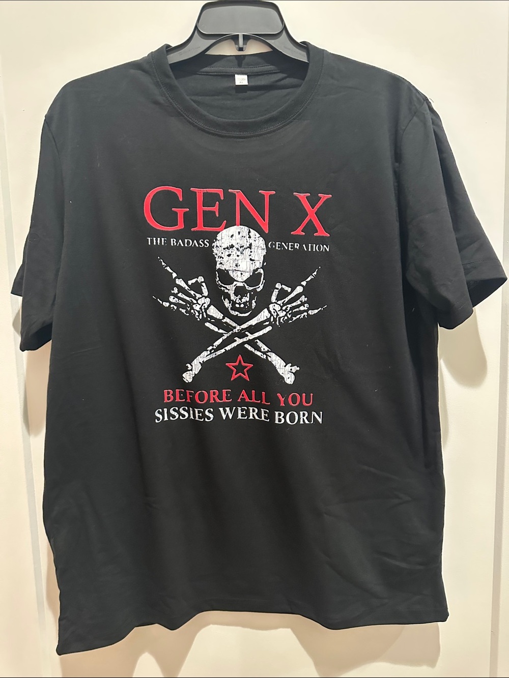 Gen X Black Graphic Tee - Skull & Crossbones Design